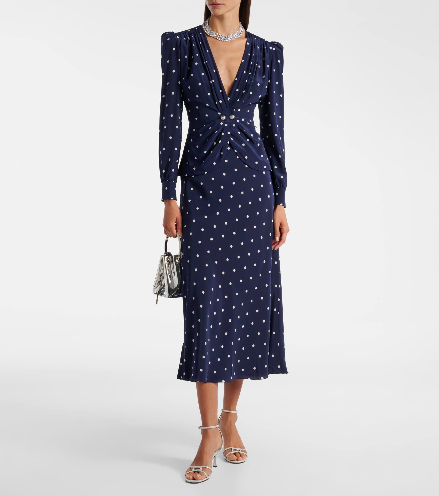 Polka-dot silk midi dress - 2