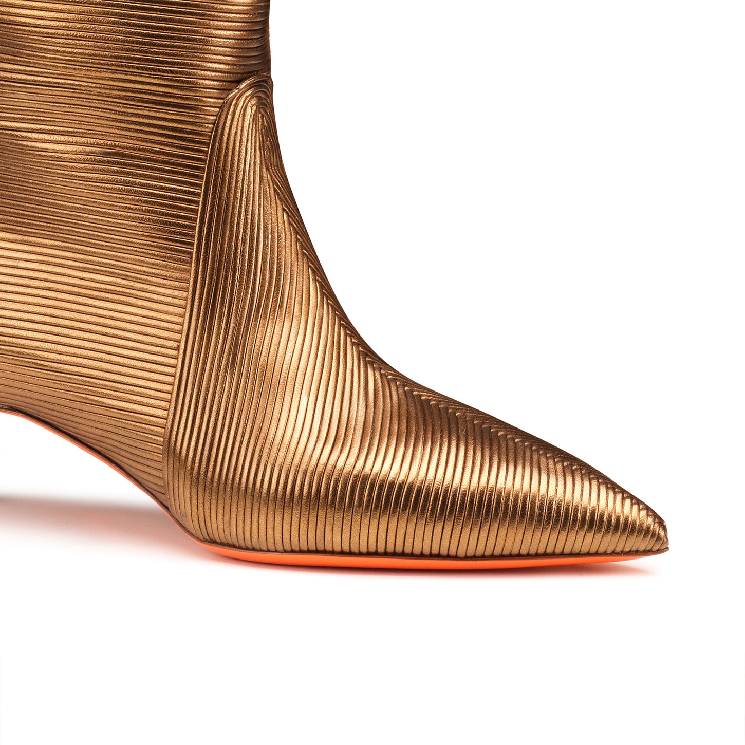 Women's bronze leather mid-heel Meraviglia Collection boot - 5