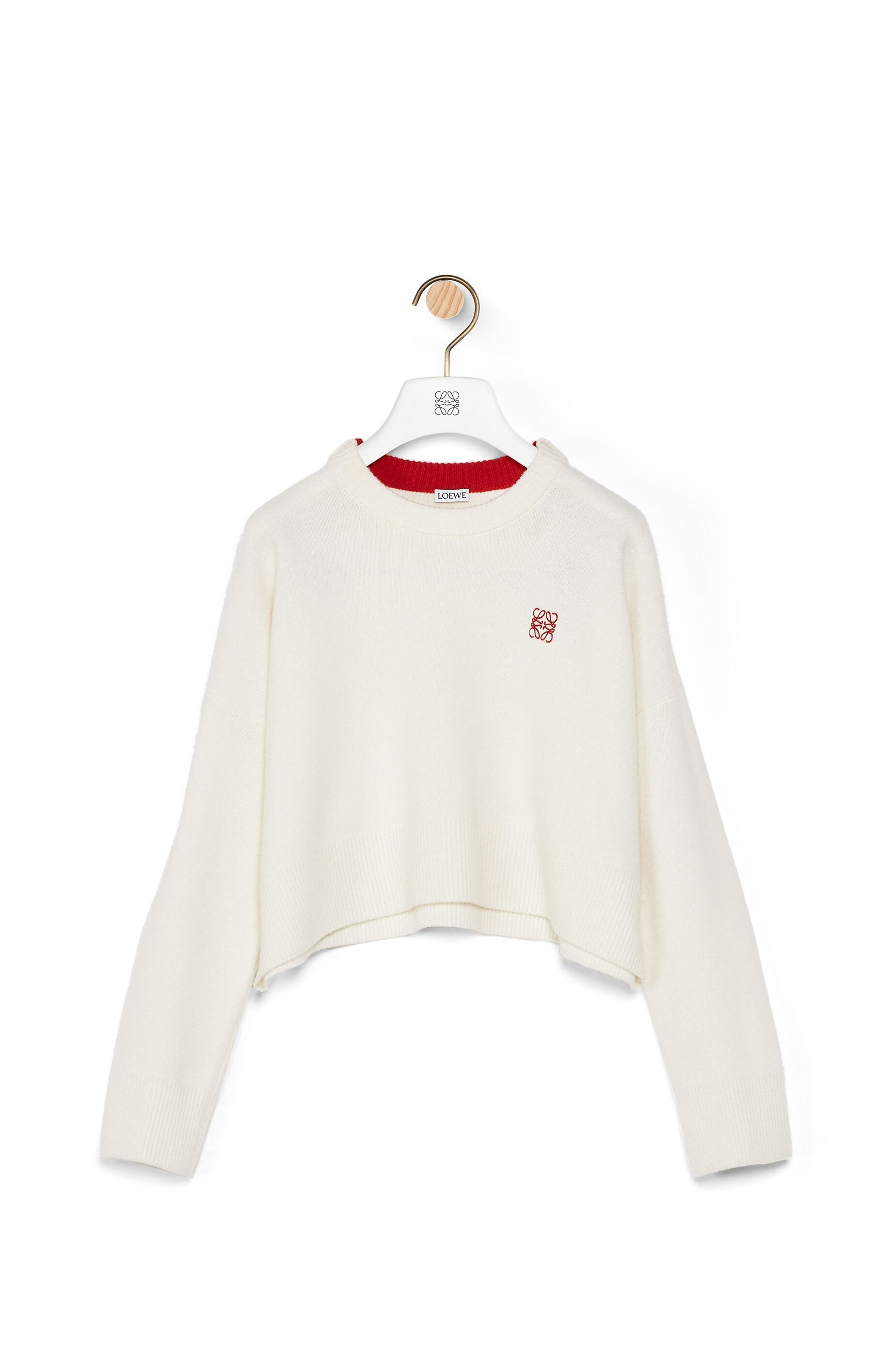 Anagram embroidered cropped sweater in wool - 1