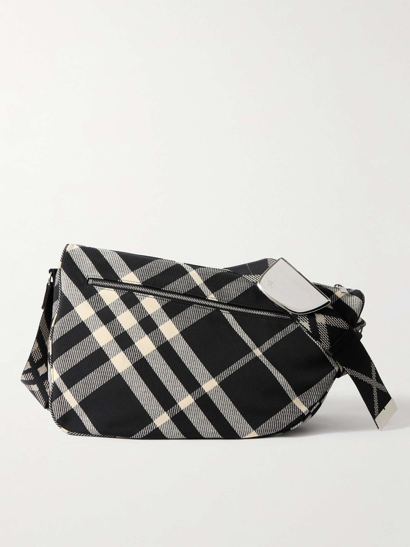 Large Shield Checked Jacquard Messenger Bag - 1