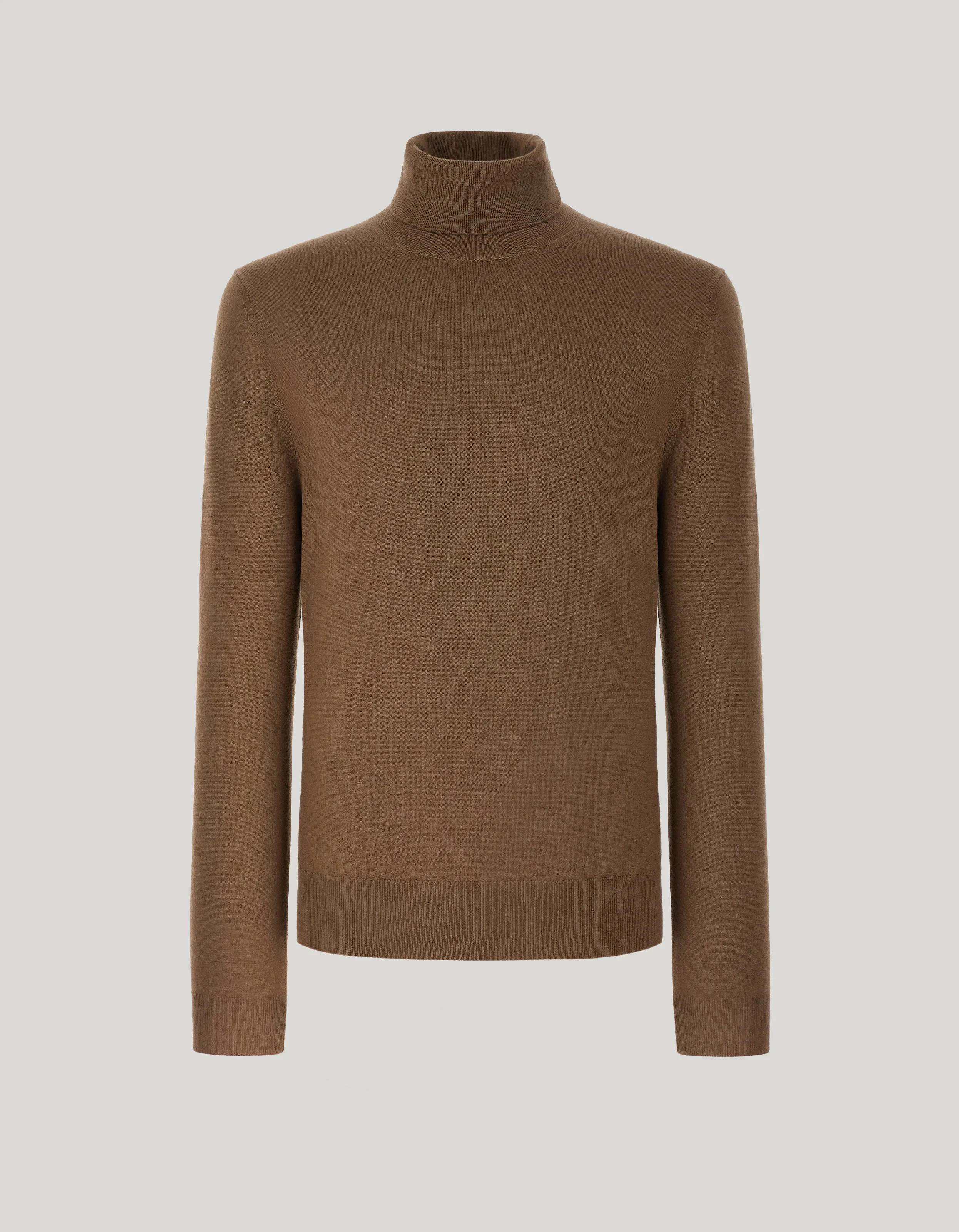 LIGHT BROWN GARMENT-DYED TURTLENECK IN PURE CASHMERE - 1