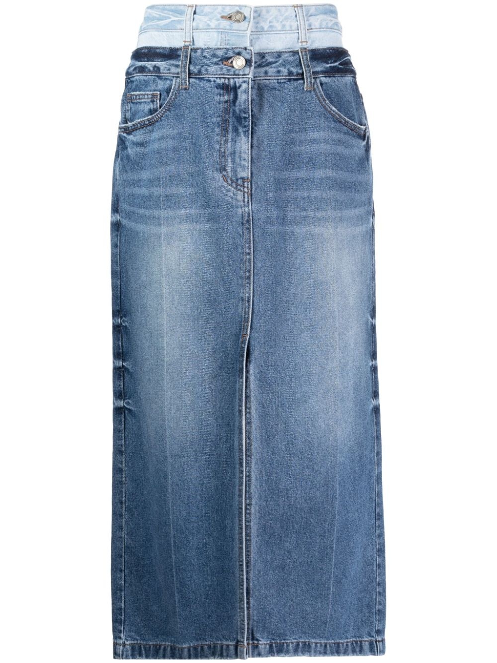 double-waistband denim maxi skirt - 1