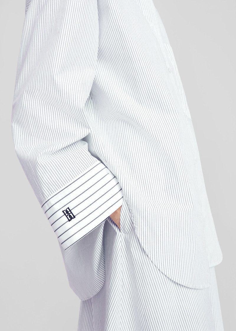 By Malene Birger Derris Shirt - White/Black Mix Stripe 10