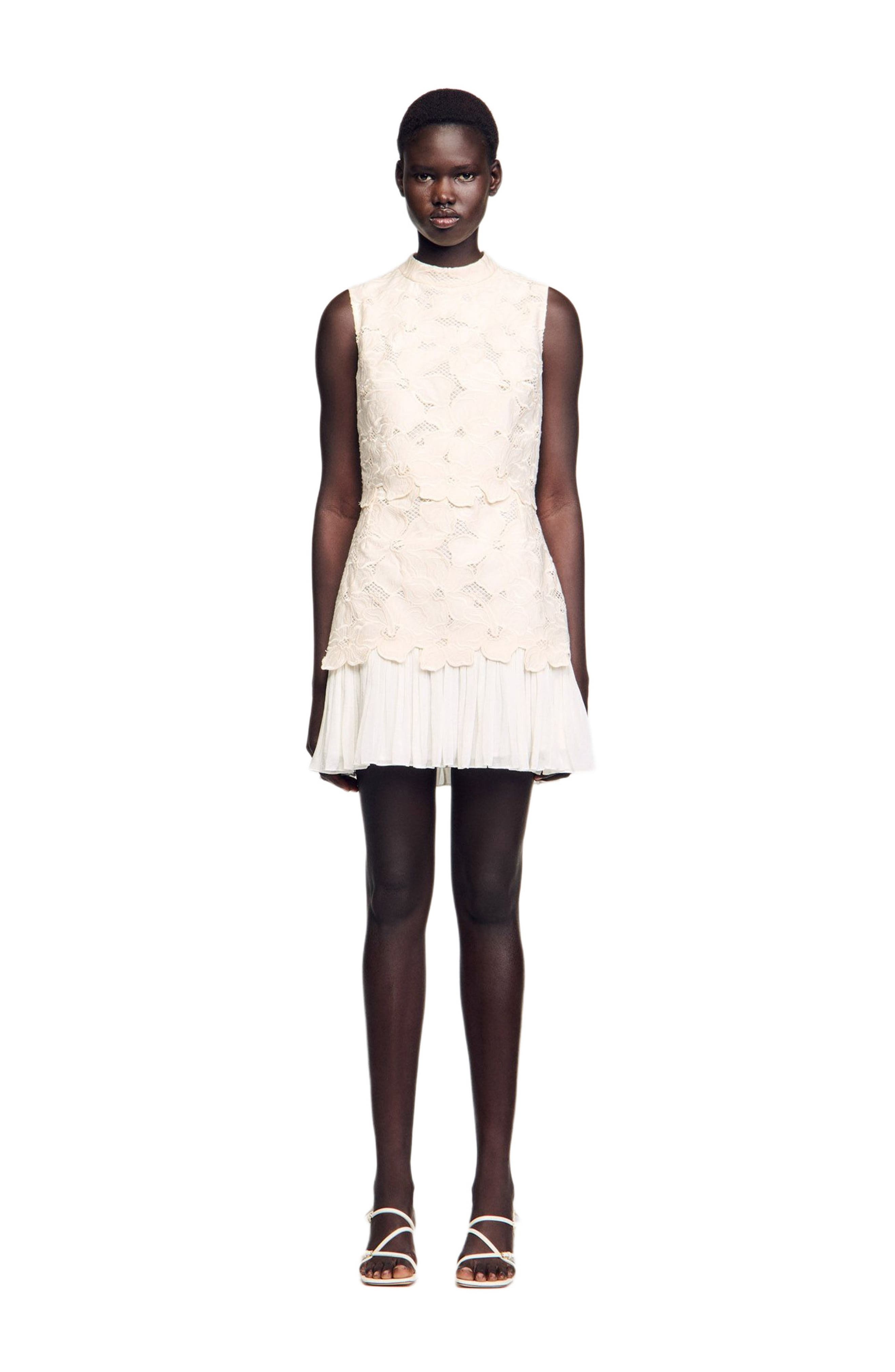 SANDRO Short guipure dress in Ecru at Nordstrom - 1