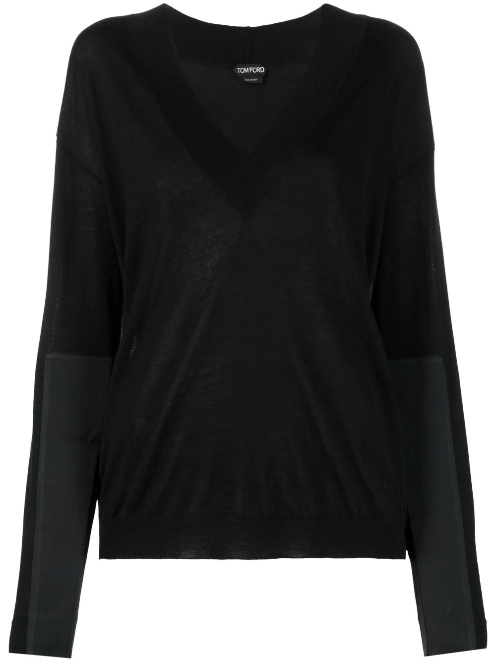 panelled V-neck knitted jumper - 1