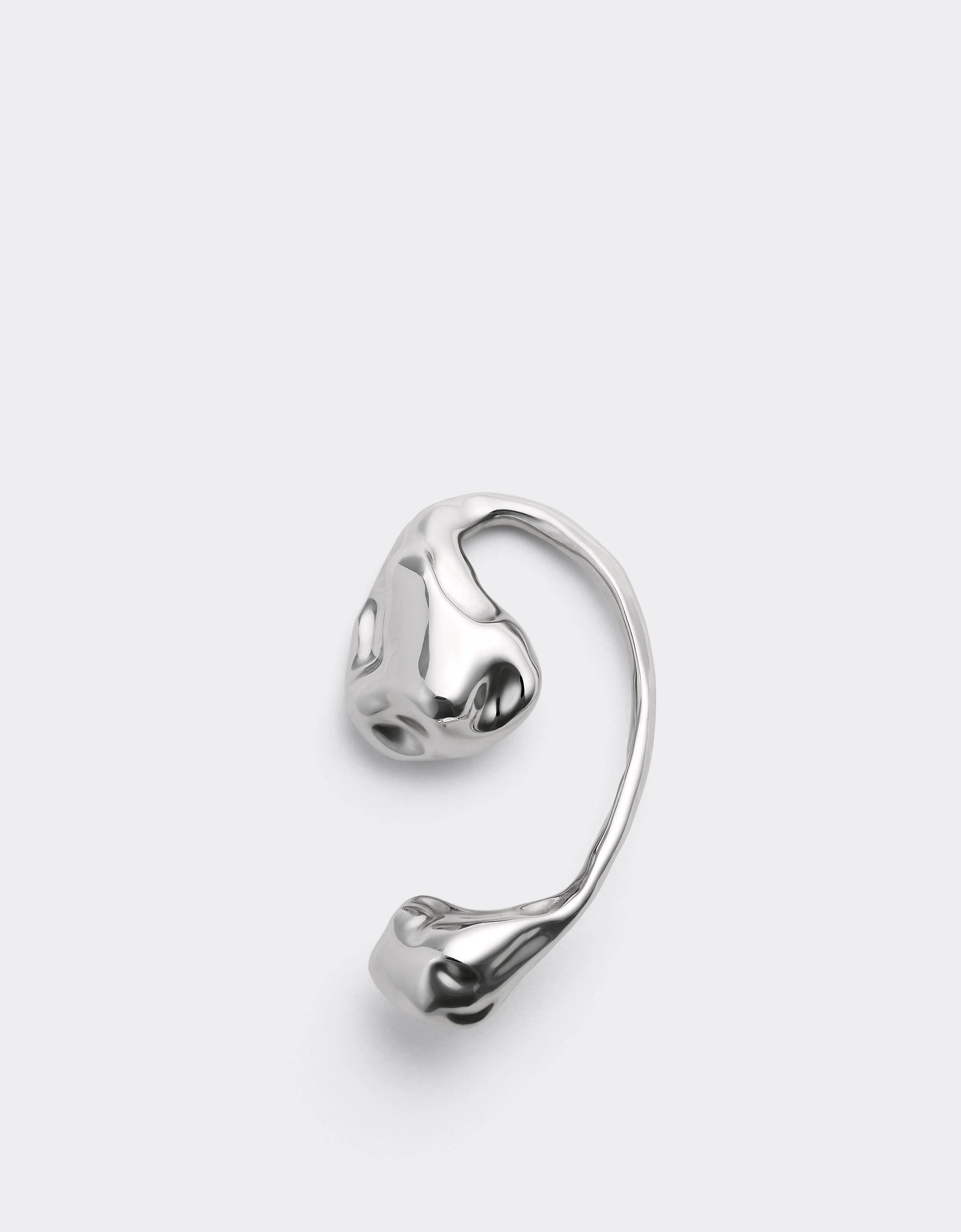 Asymmetrical Chrome-Plated Metal Earcuff - 1