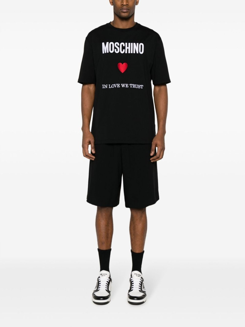 Moschino logo-patch crepe shorts outlook