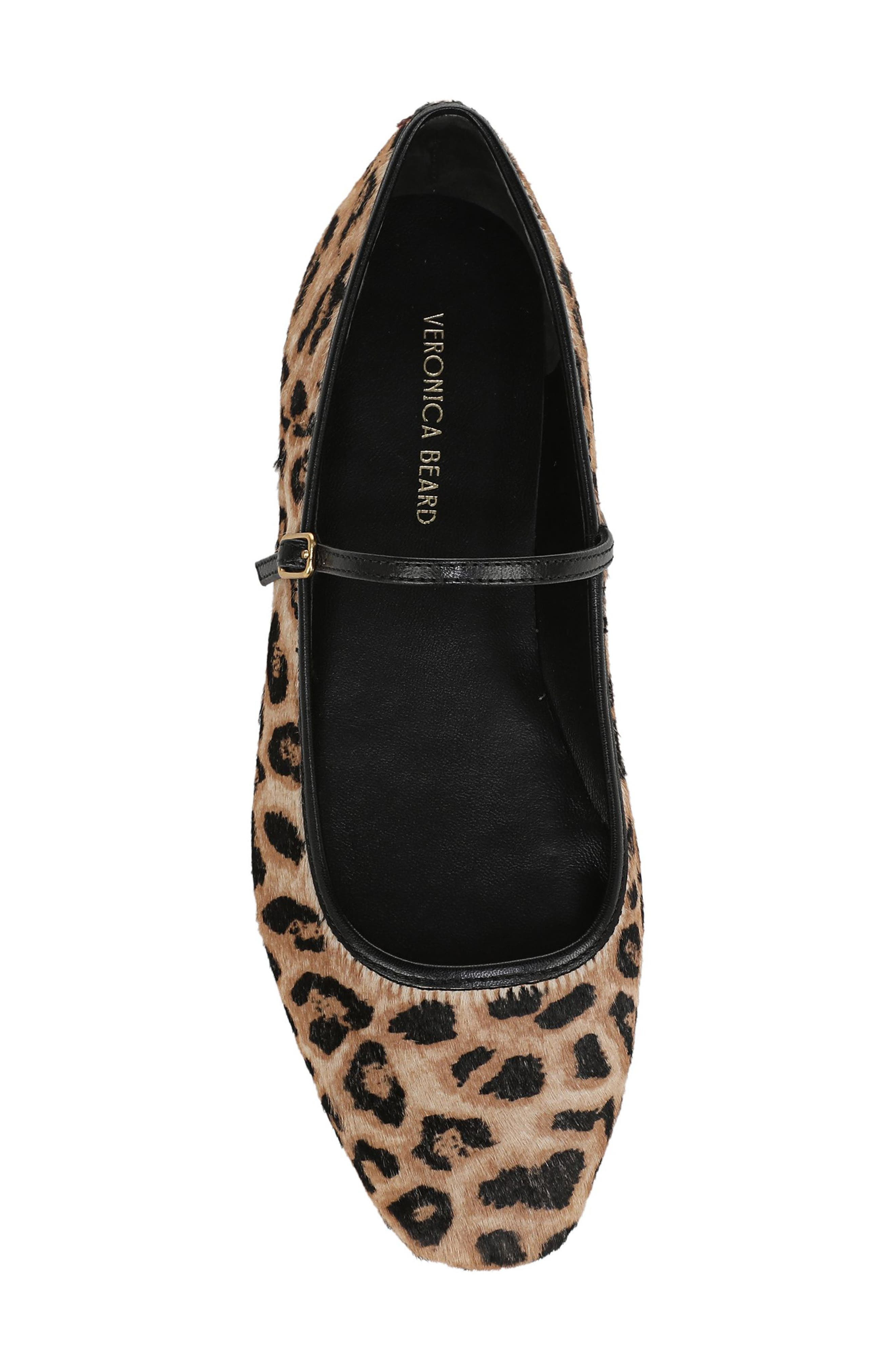 Veronica Beard Ellie Genuine Calf Hair Mary Jane Flat in Leopard/Black at Nordstrom - 5