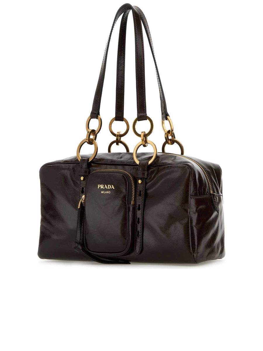 Dangle Medium Leather Top Handle Bag Brown - 2