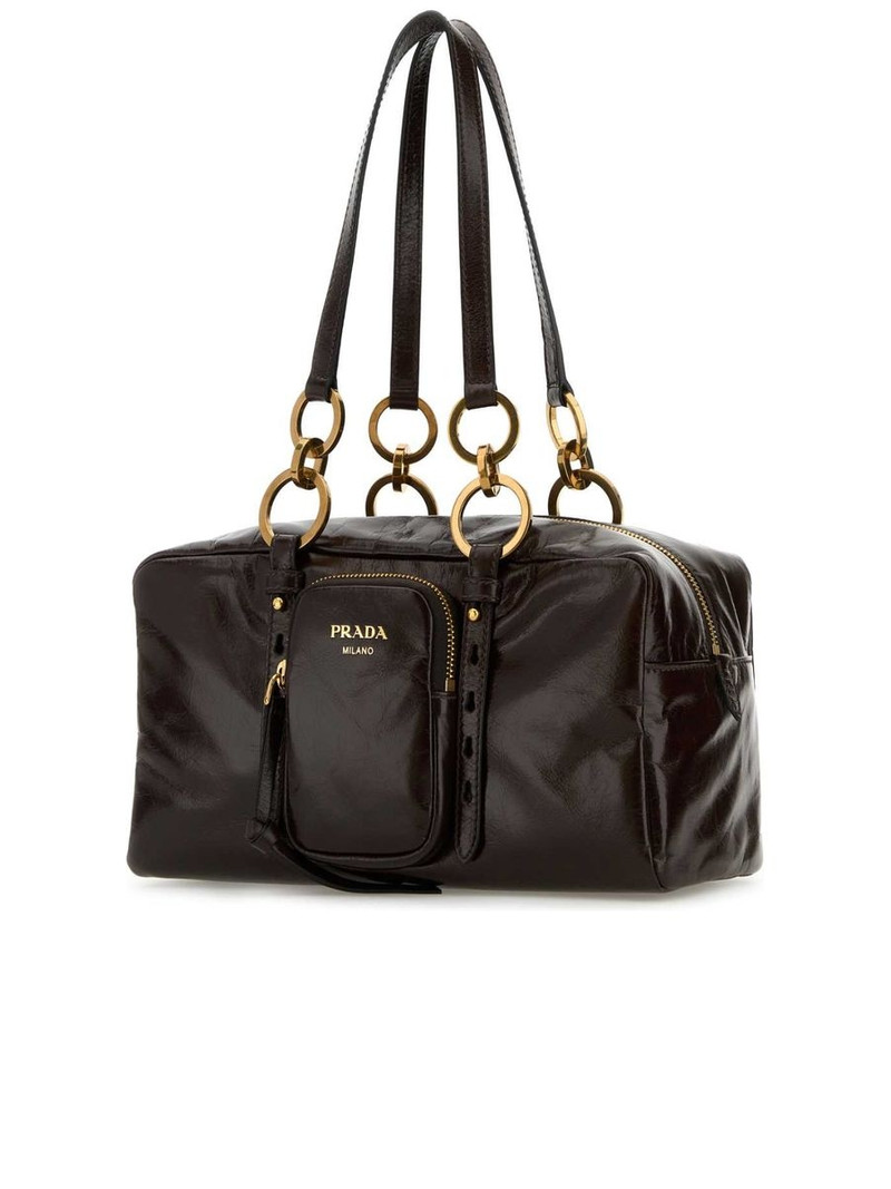Prada Dangle Medium Leather Top Handle Bag Brown outlook