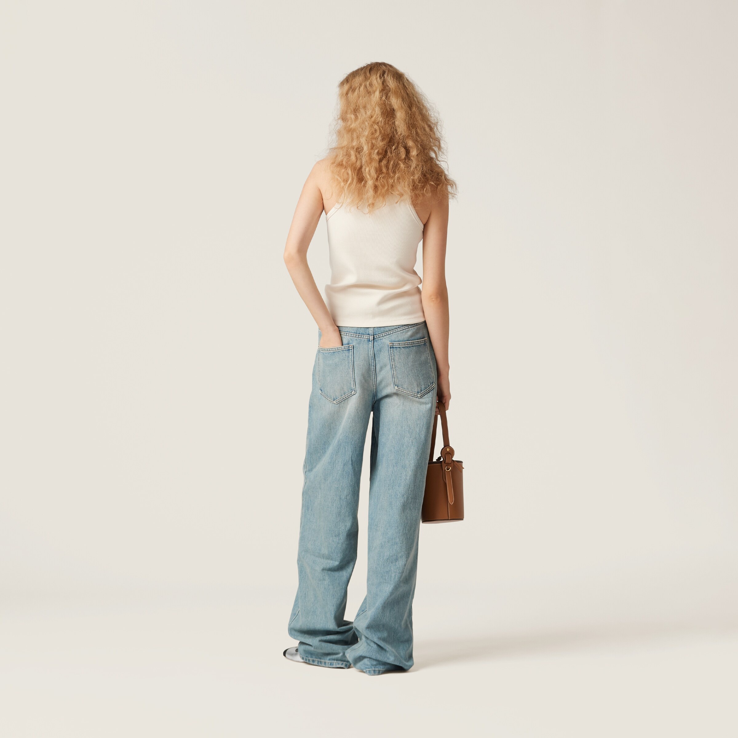 Miu Miu Ribbed jersey top with embroidered logo | miumiu