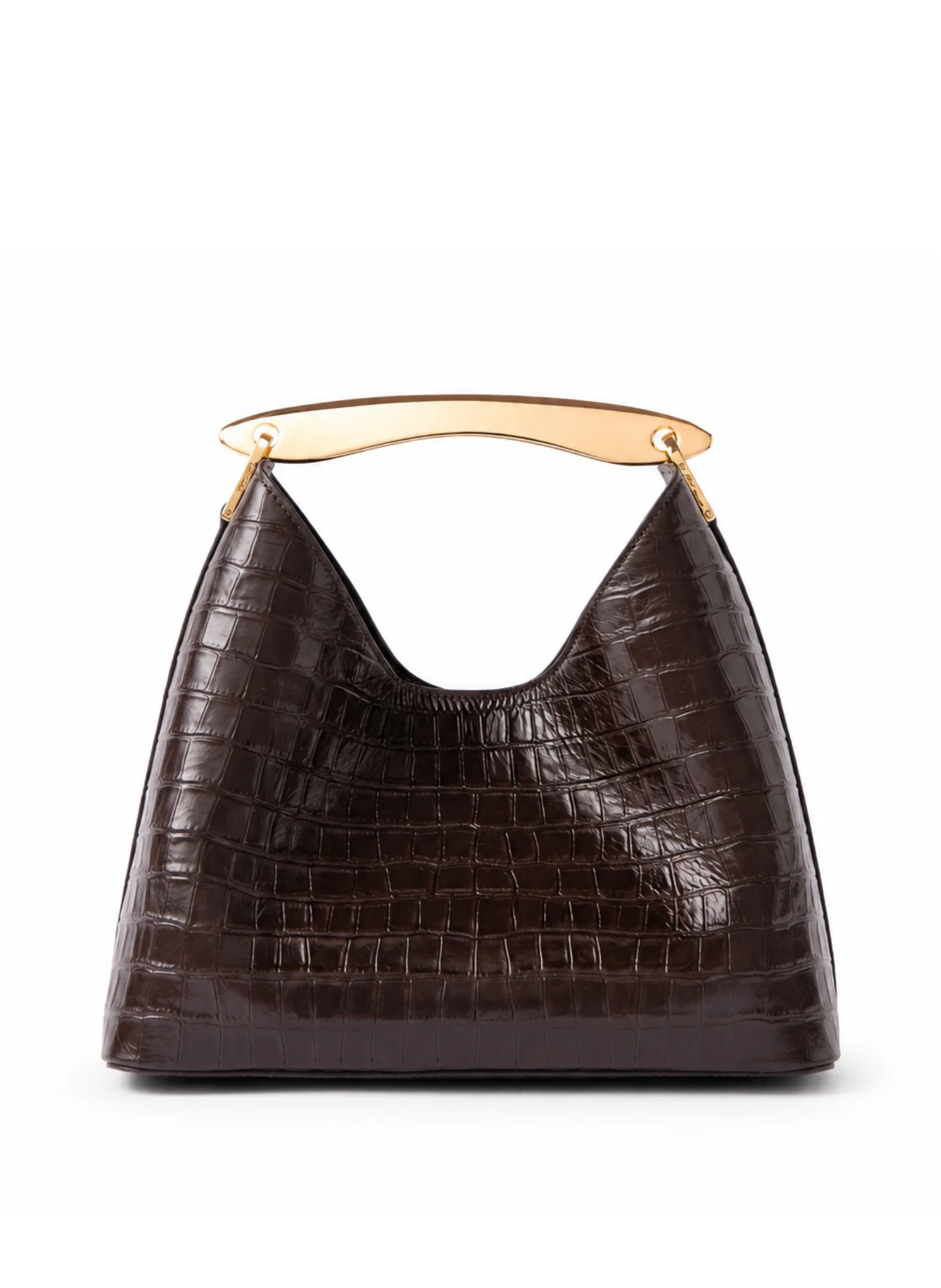 Boomerang Croco Embossed Leather Dark Brown - 1
