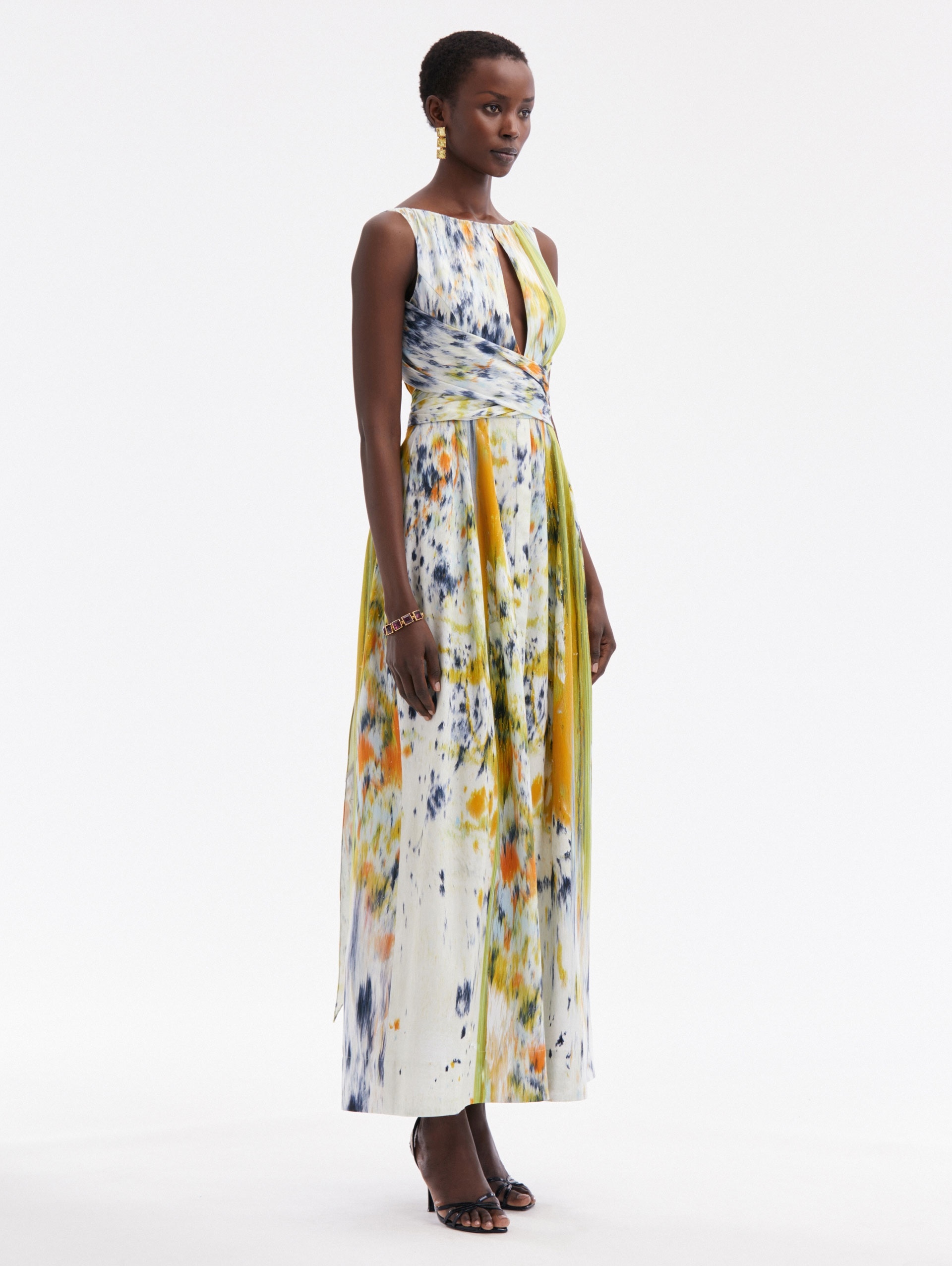 ABSTRACT BRUSHSTROKE COTTON RASO DRESS - 3