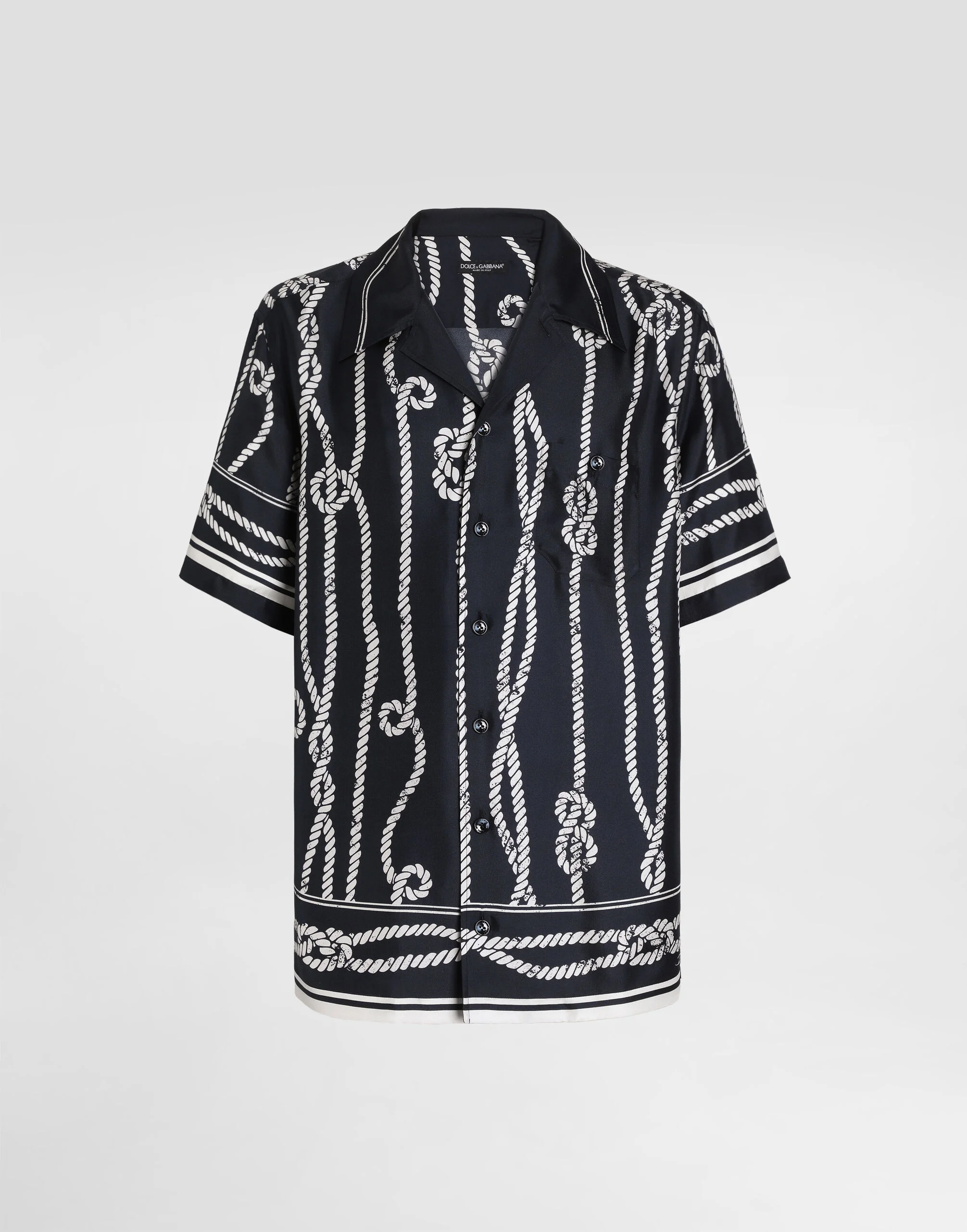 Marina-print silk twill hawaii shirt - 1