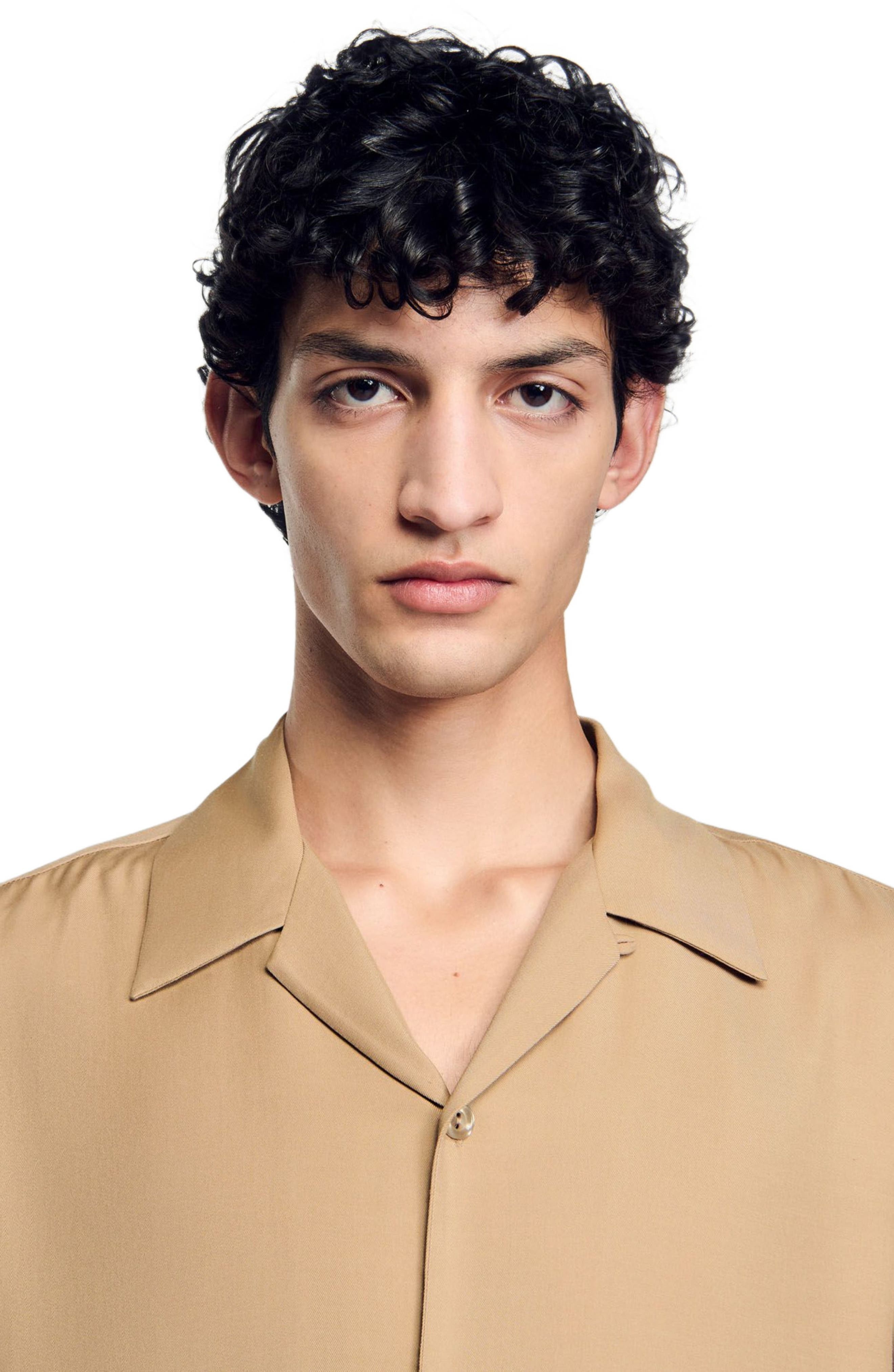 SANDRO Shark collar shirt in Nut at Nordstrom - 4