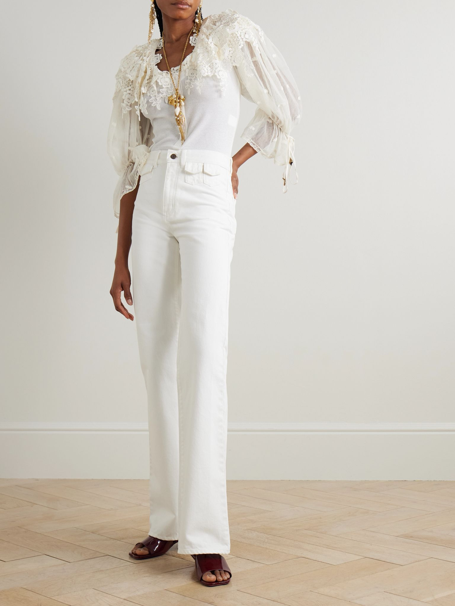 High-rise straight-leg jeans White - 2
