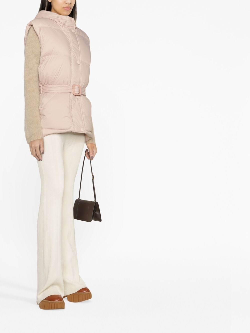 belted-waist puffer vest - 3