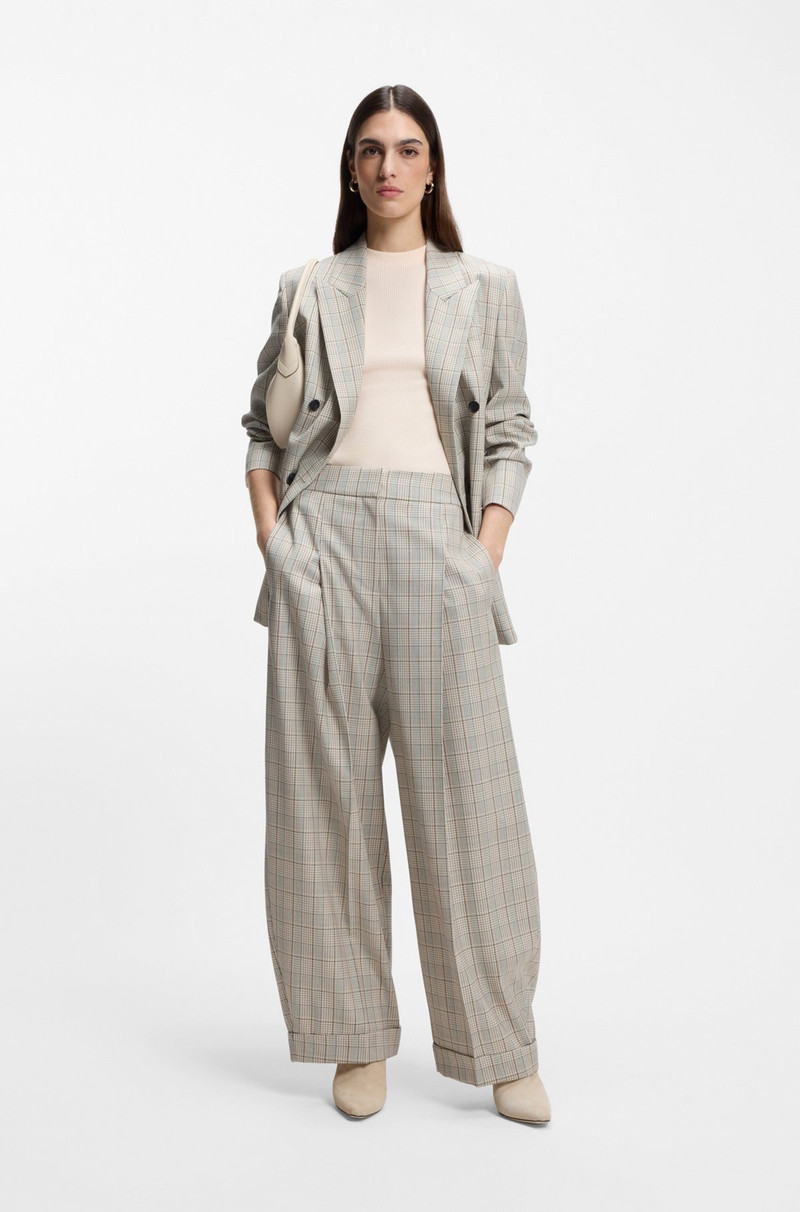 BOSS CHECKED OVERSIZED-FIT TROUSERS IN STRETCH WOOL outlook