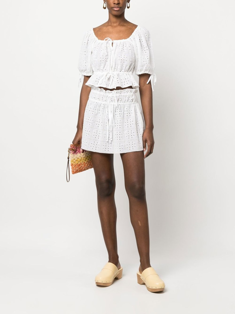 GANNI broderie anglaise organic cotton miniskirt outlook