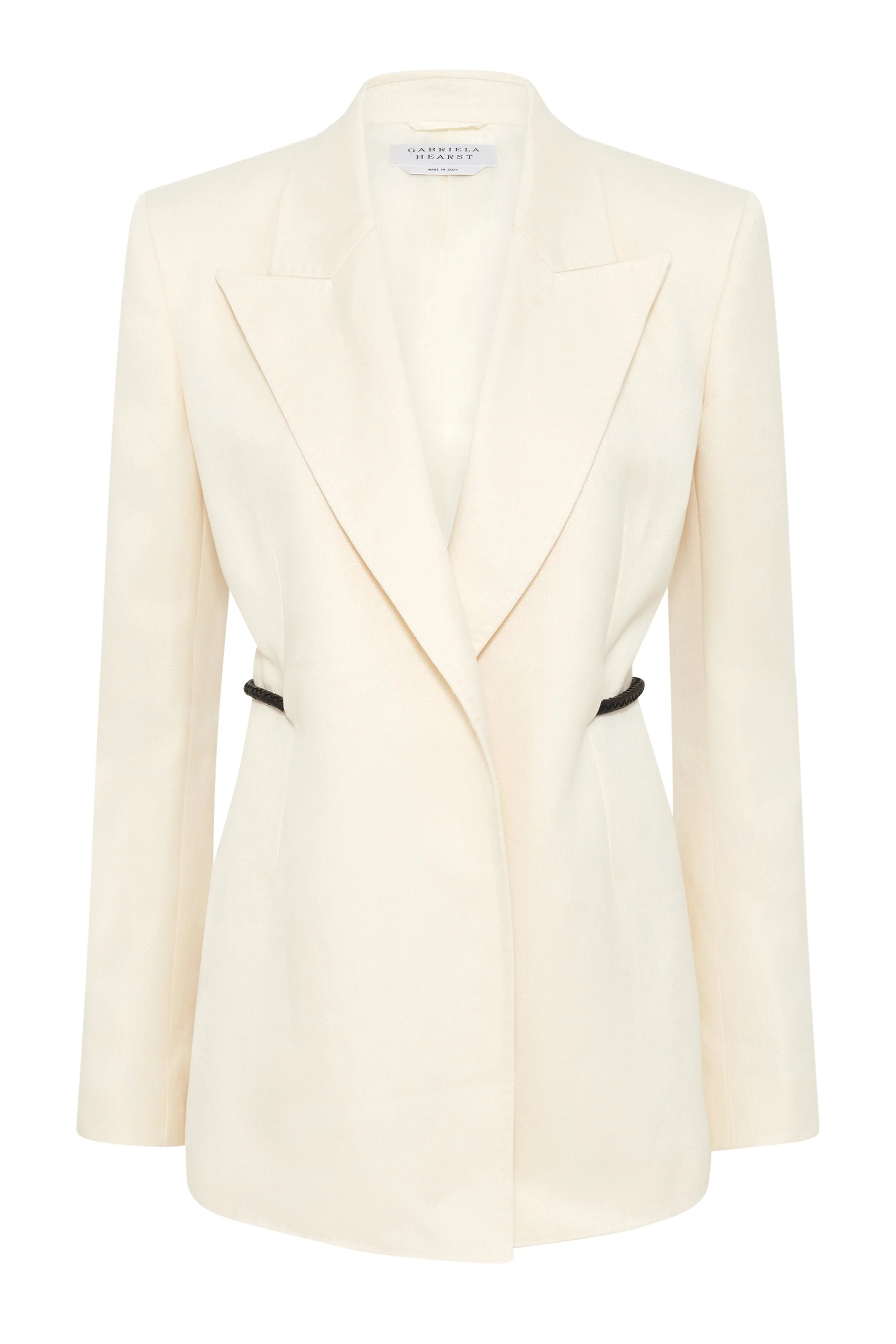 Epona Rope Blazer in Ivory Textured Linen Slub - 1