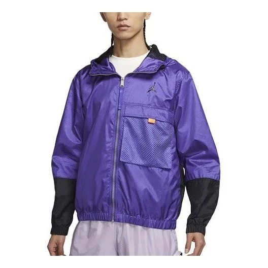 공기 요르단 Colorblock 지퍼 두건 재킷 자주색 DM1868-579 - 1