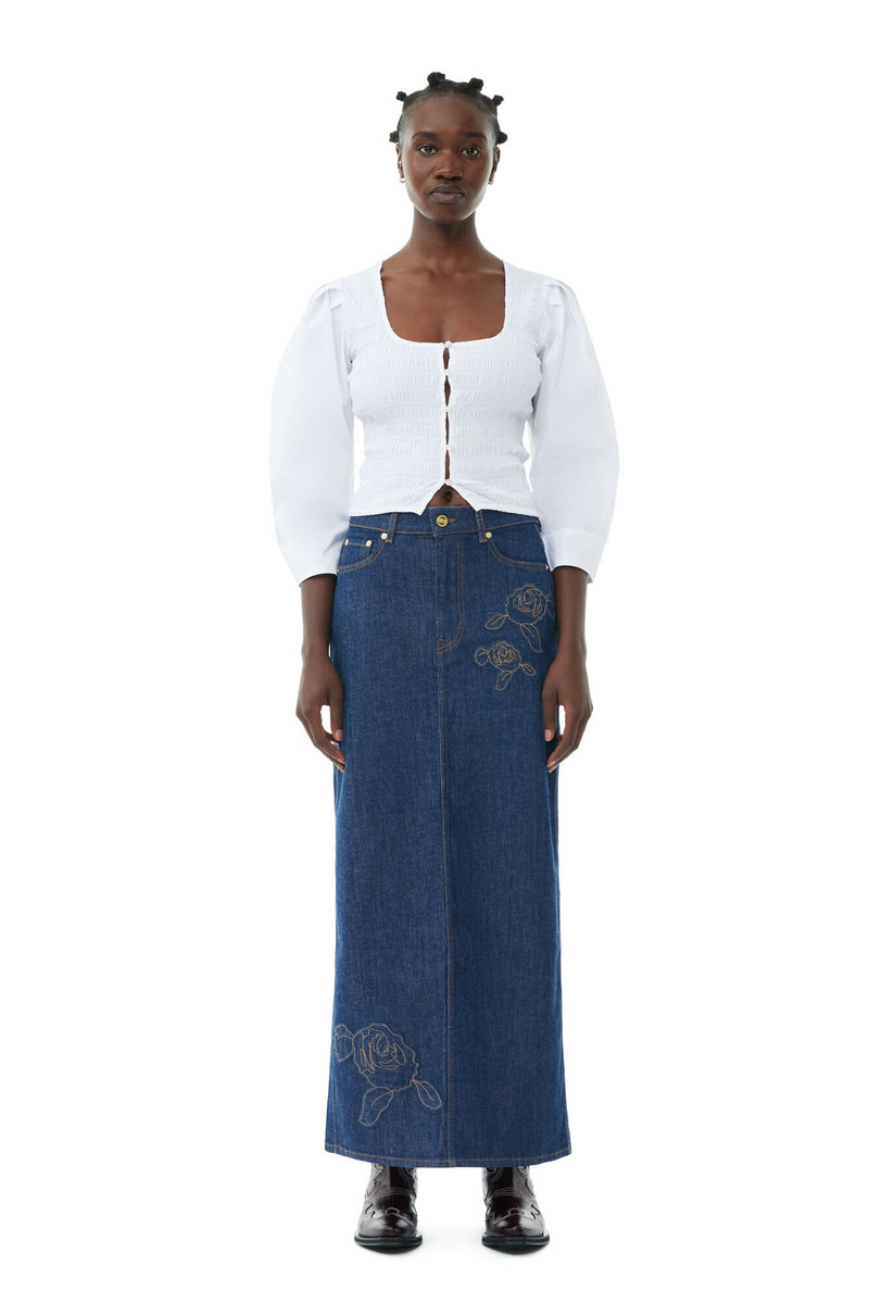 GANNI DENIM ROSE MAXI SKIRT outlook