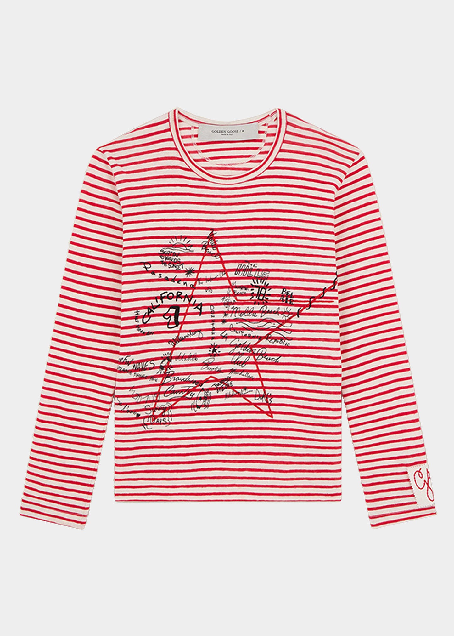 Striped Long-Sleeve T-Shirt w/ Embroidery - 1