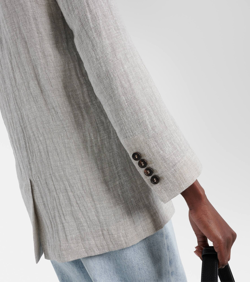 Oversized V-neck linen-blend blazer 6