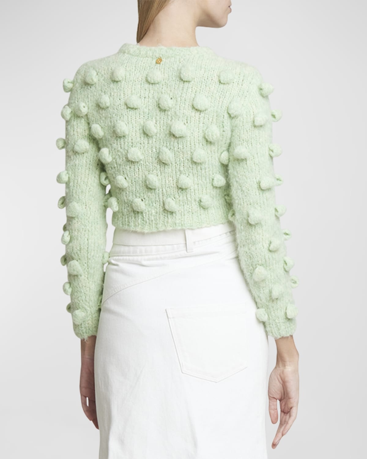 Cropped Wool Sweater with Dot Details - 6