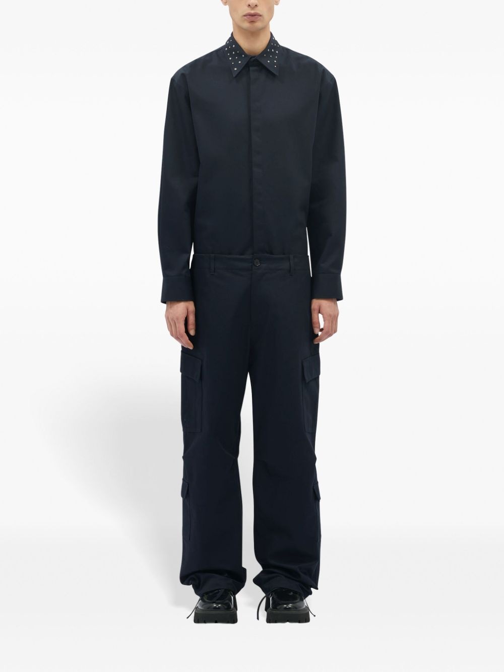 straight-leg cotton cargo trousers - 2