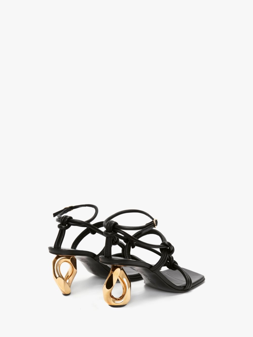 CHAIN HEEL LEATHER STRAPPY SANDALS - 3