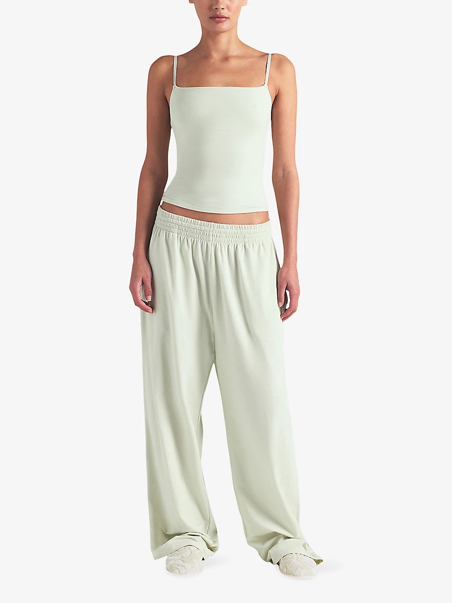 Wide-Leg Elasticated-Waist Stretch-Cotton Trousers - 2