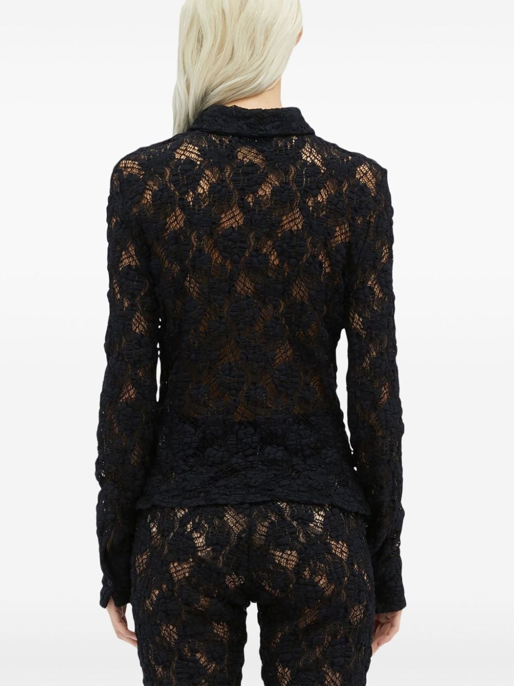 floral-lace button-up shirt - 4