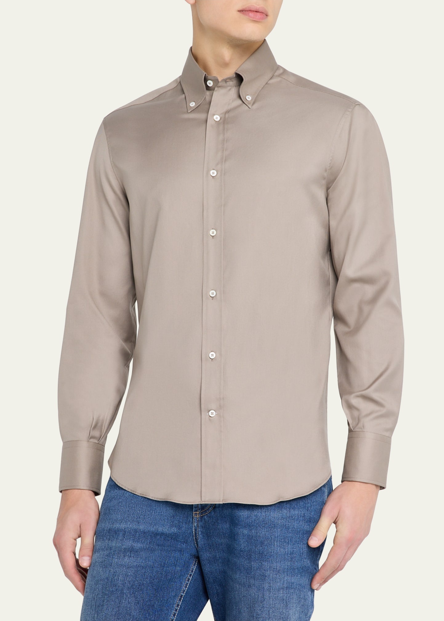 Men's Cotton Twill Casual Button-Down Shirt - 4