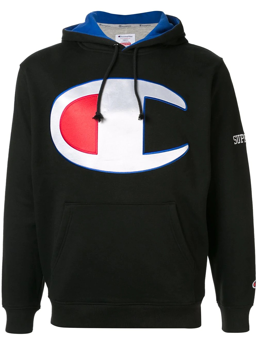 satin logo hooded sweatshirt  - 1