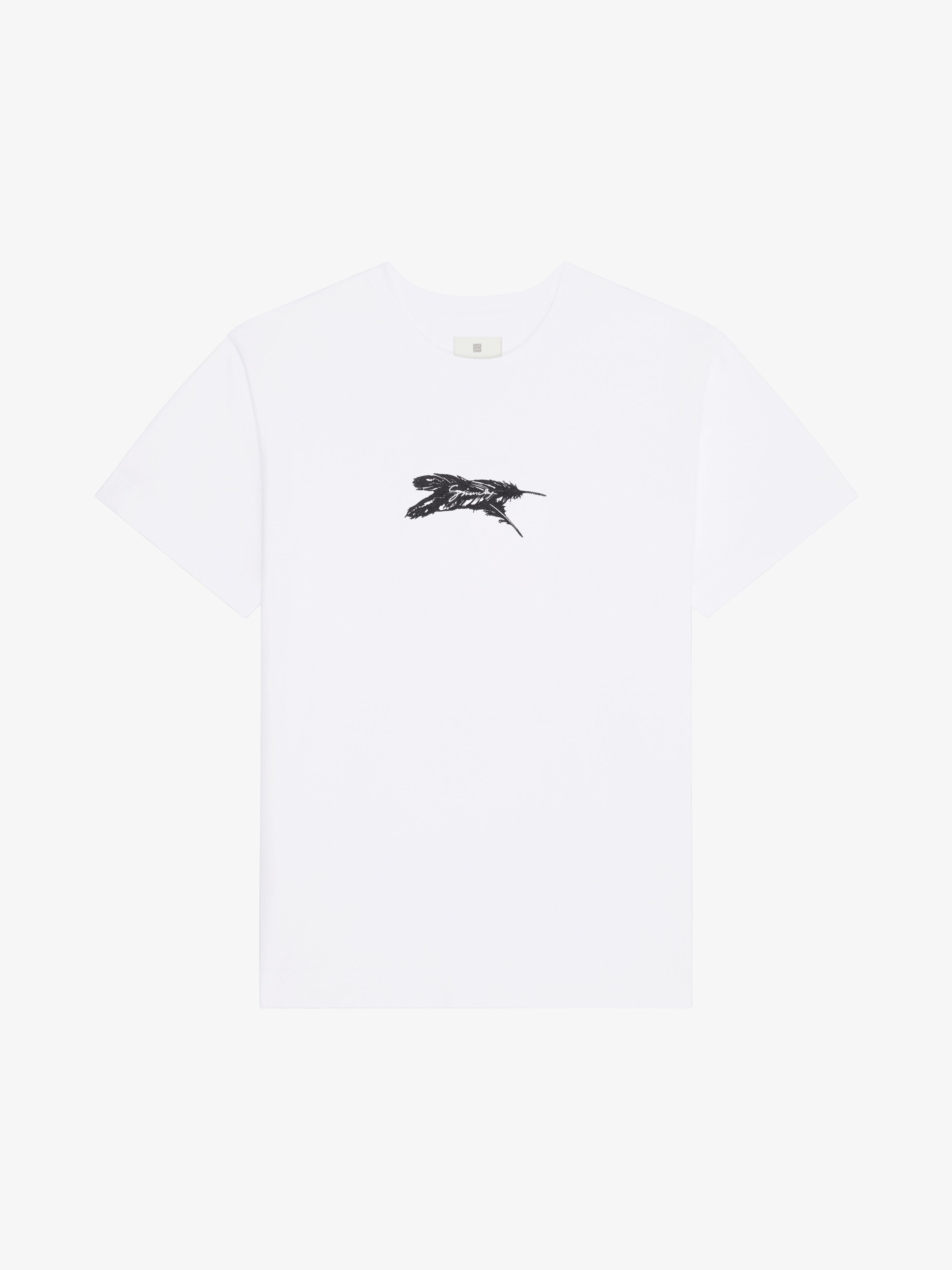 T-SHIRT IN COTTON GIVENCHY FEATHERS - 1