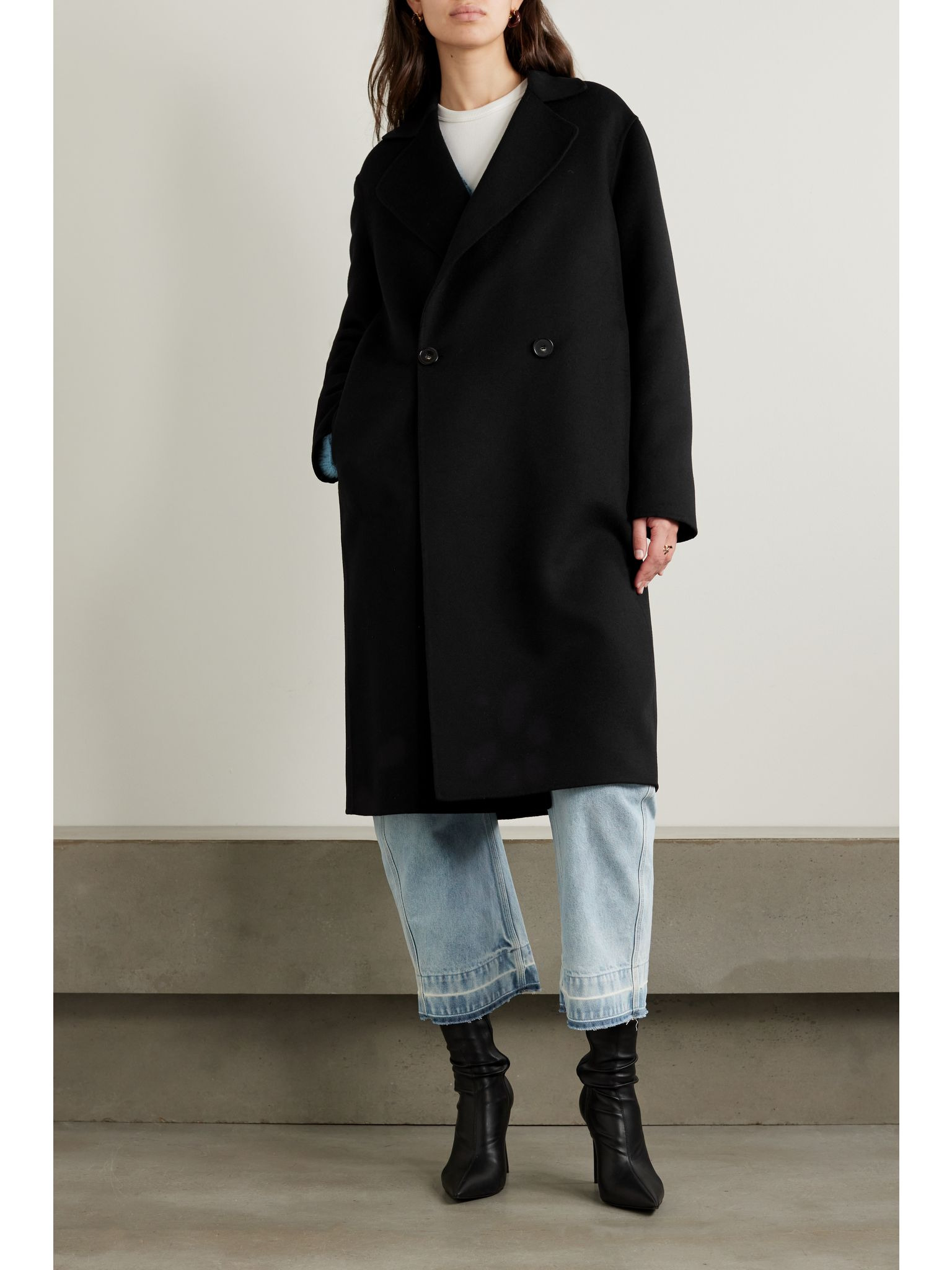 Iconic double-breasted wool coat Black - 3