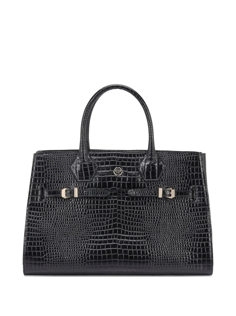 big crocodile-effect logo tote bag - 1