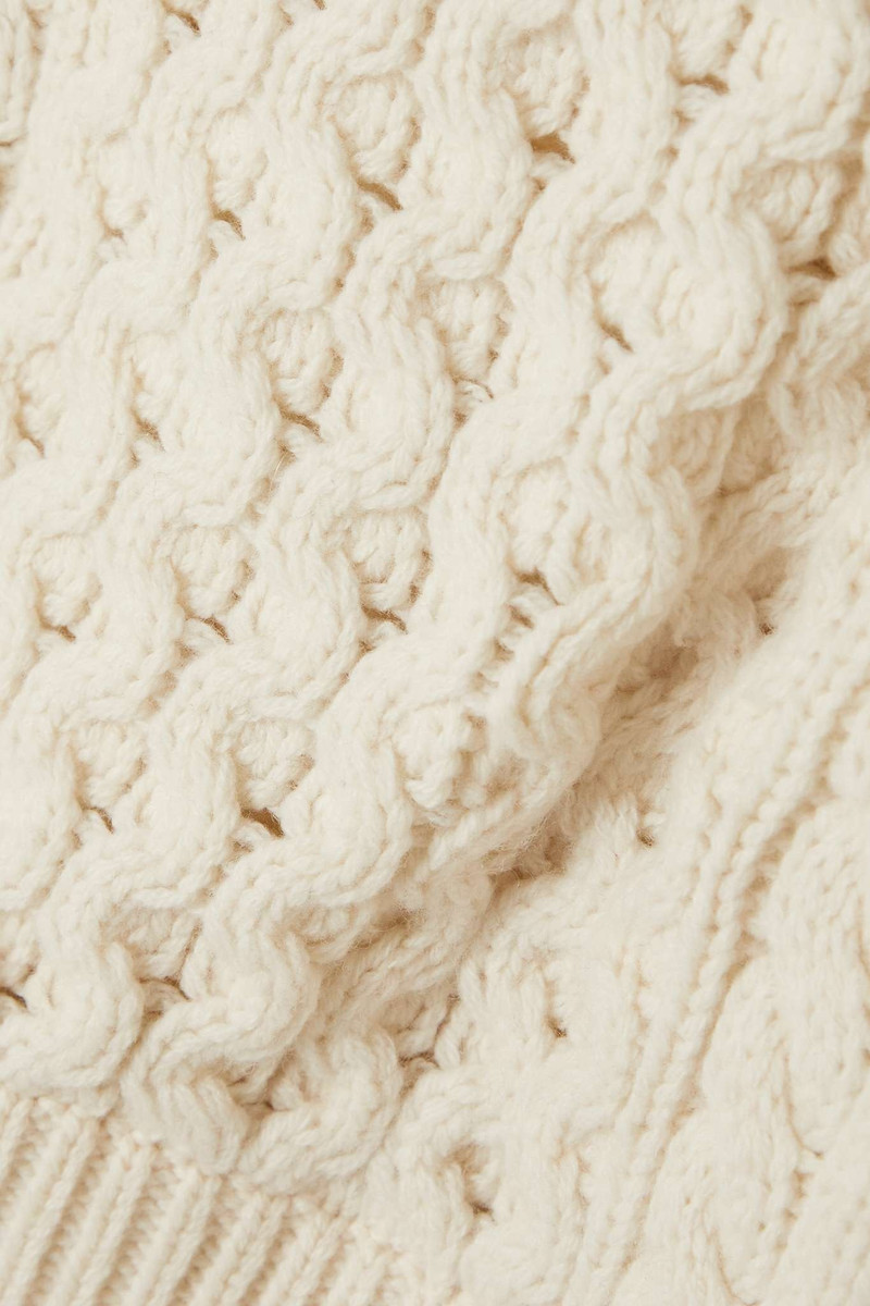 Cropped cable-knit wool sweater 4