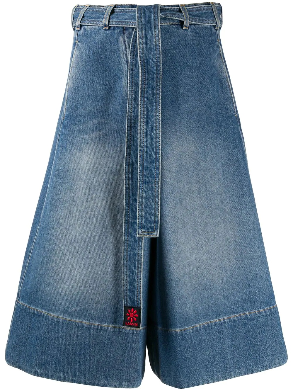 tied-waist denim skirt - 1