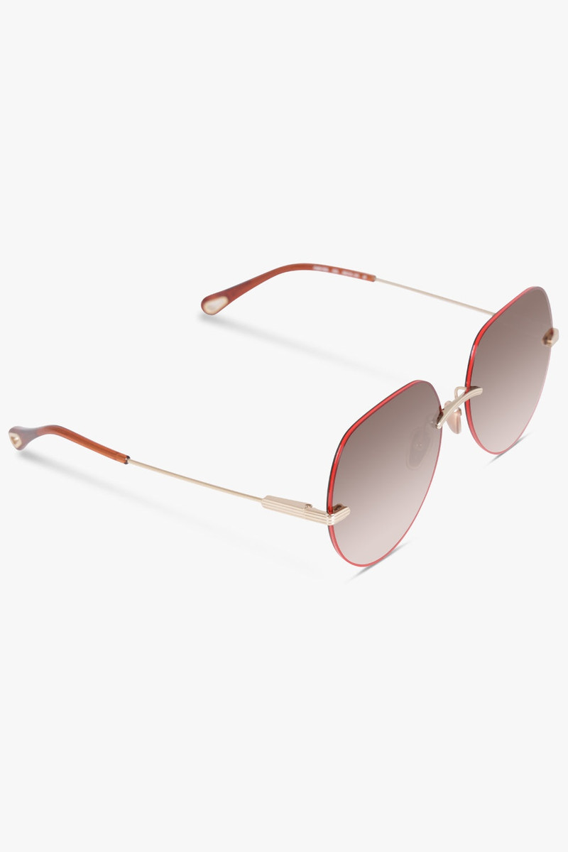 Chloé CH0135S ROUND FRAME SUNGLASSES | RED/BROWN outlook