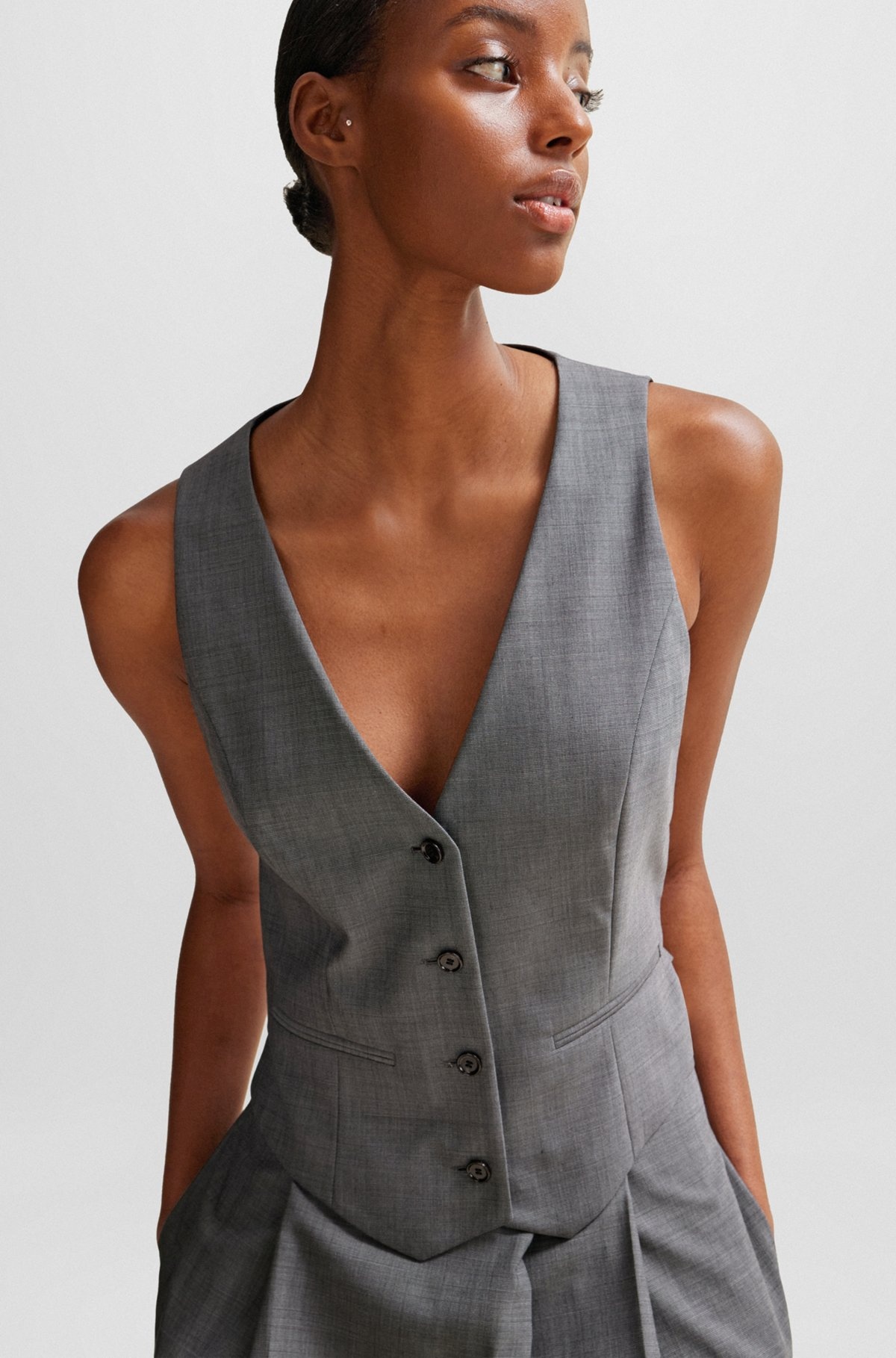 OPEN-BACK SLIM-FIT WAISTCOAT IN VIRGIN WOOL - 5