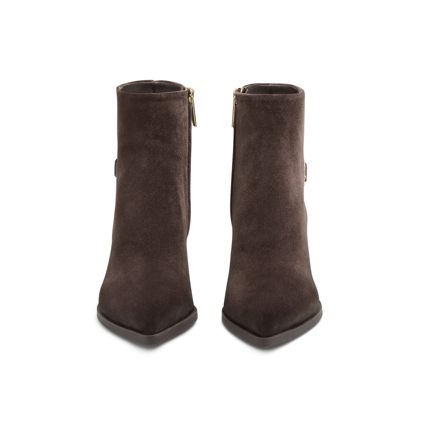 Women's dark brown suede mid-heel ankle boot - 3