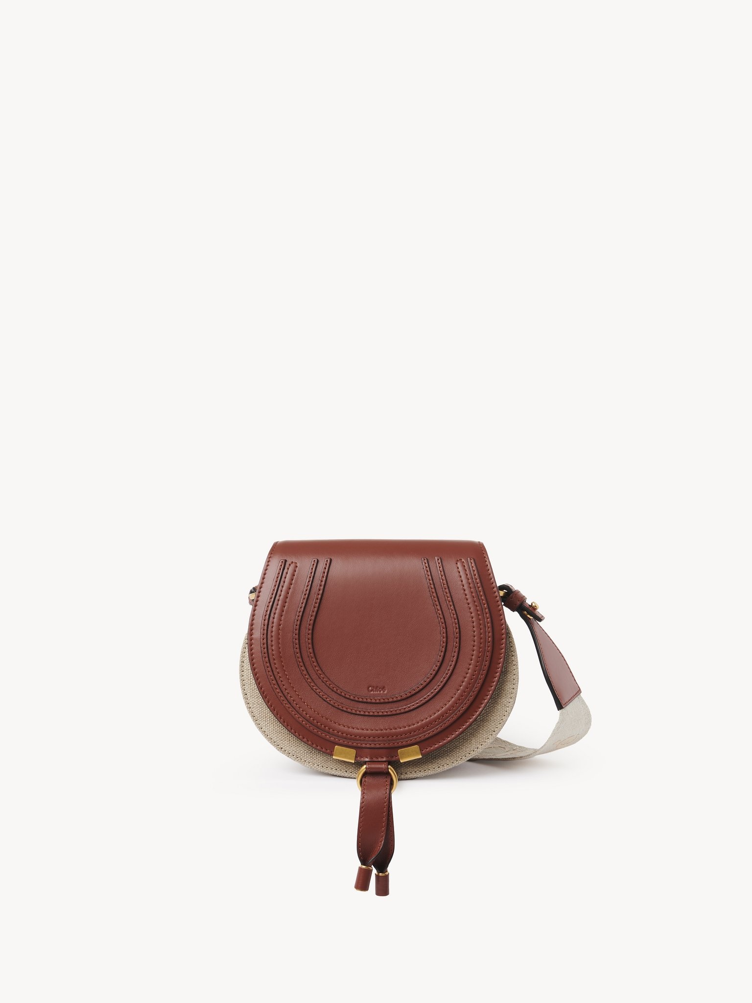 SMALL MARCIE SADDLE BAG IN LINEN & SMOOTH LEATHER - 1