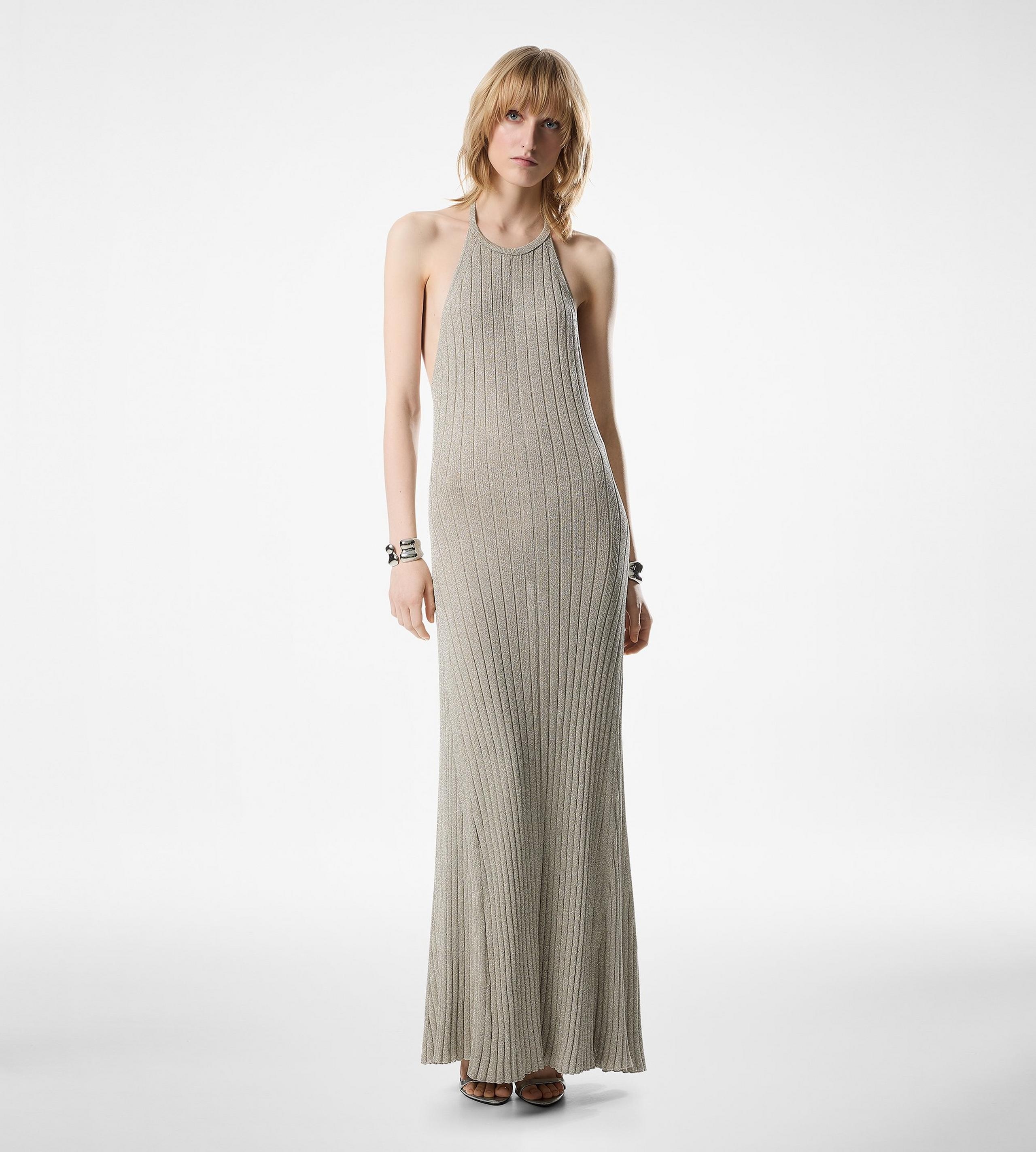 LONG HALTERNECK DRESS WITH OPEN BACK AND TOM FORD METAL PLAQUE - 3
