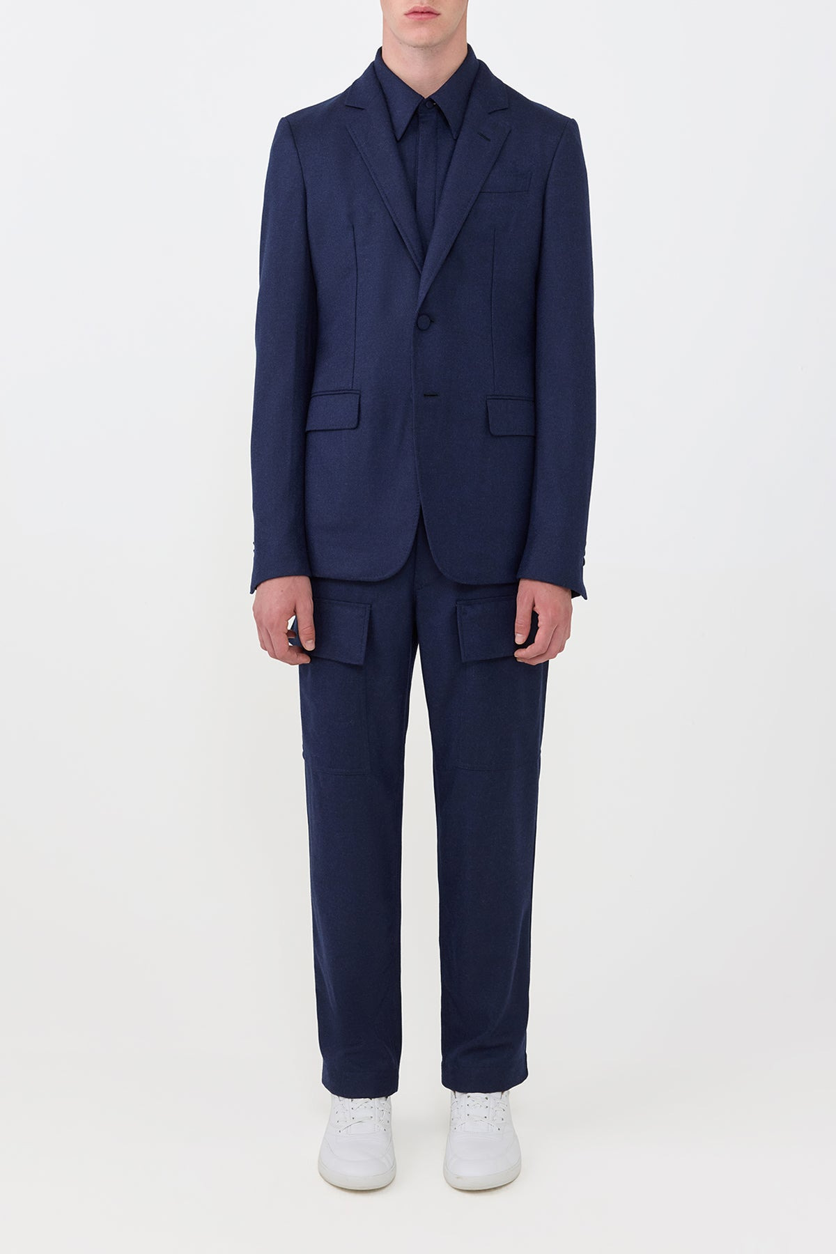 Irving Jacket in Navy Virgin Wool Cashmere - 2