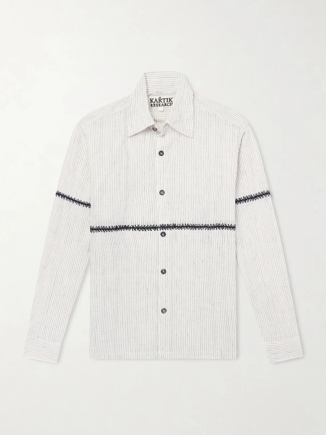 Rabari Embroidered Pinstriped Shirt - 1