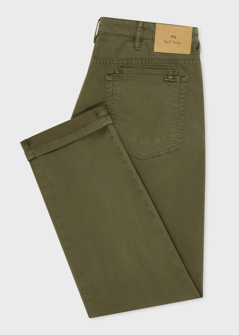 Paul Smith Relaxed Tapered-Fit Khaki Stretch Cotton-Twill Jeans outlook