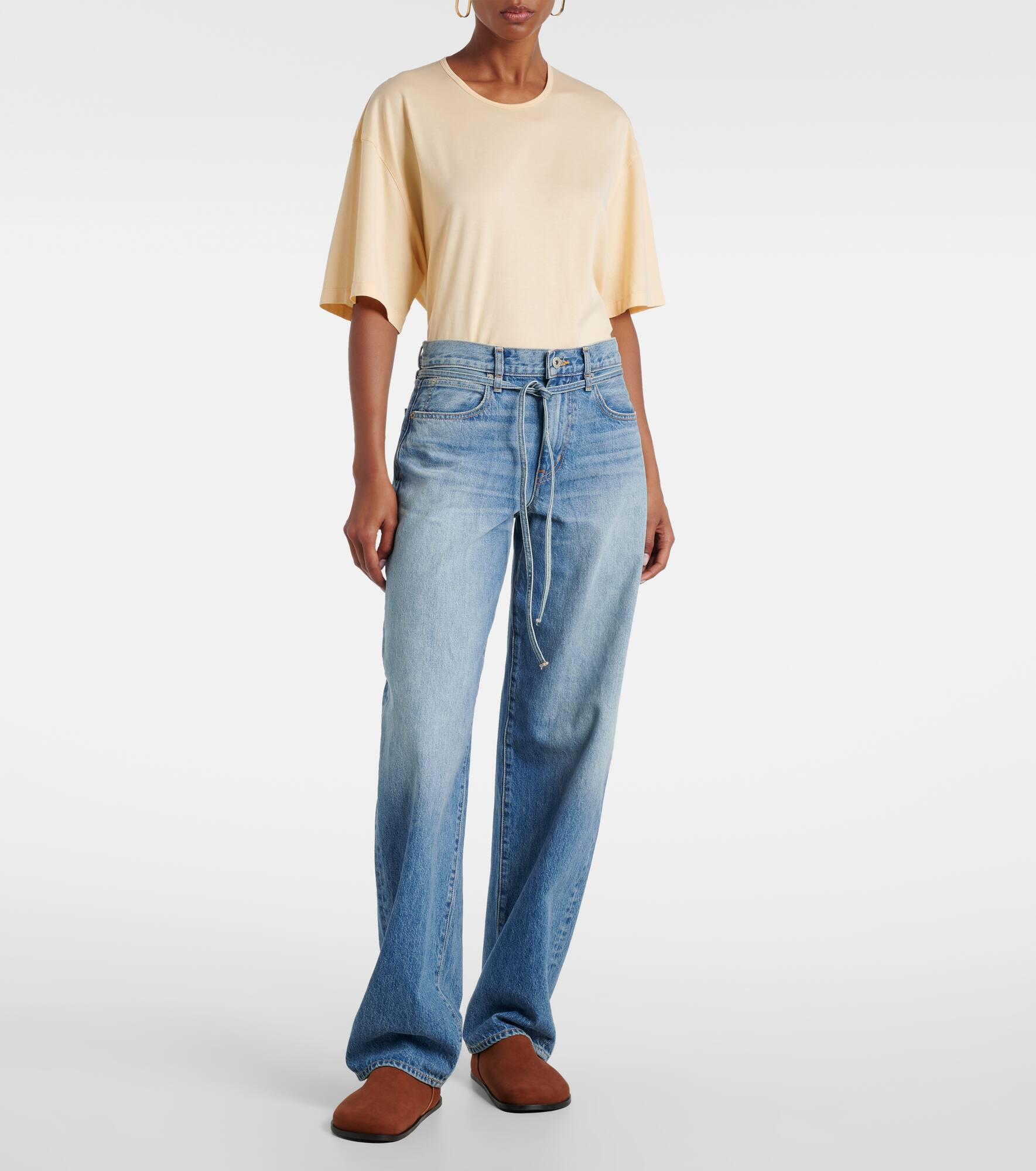 Hailey belted mid-rise barrel-leg jeans - 7