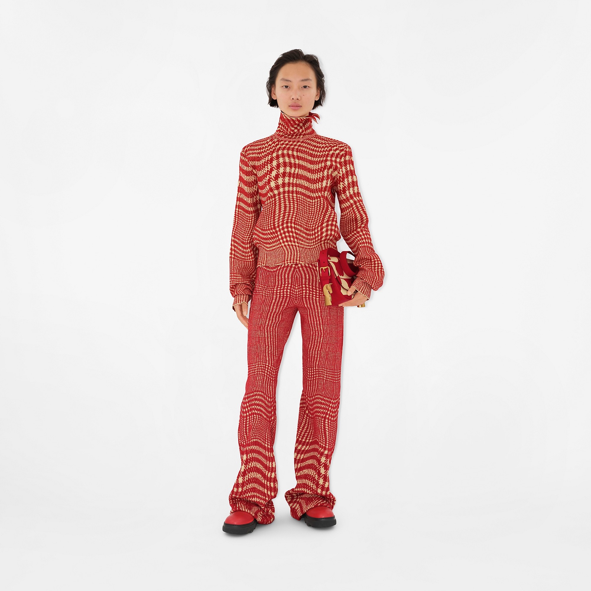 Warped Houndstooth Wool Blend Sweater - 2